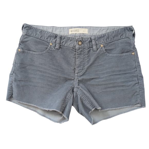 Carve Designs Corduroy Shorts Size 6 Blue Gray Cut Offs Fringe Cotton - Picture 1 of 7
